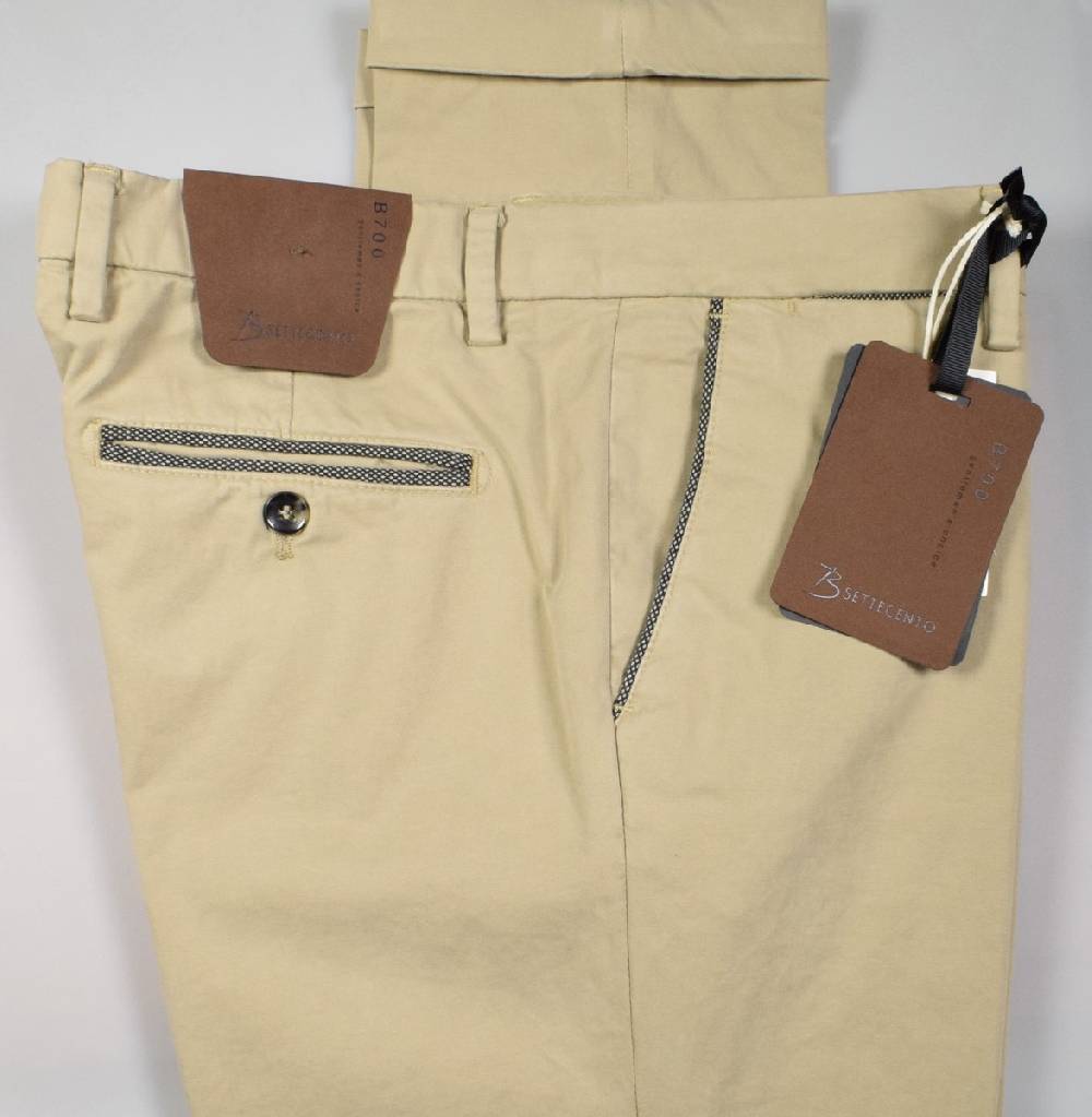 B Settecento Pantalone beige bsettecento in cotone raso stretch slim fit Vendita Economica