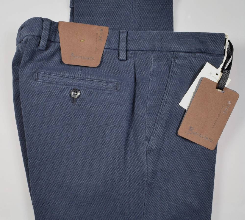 B Settecento Pantalone blu bsettecento in cotone stretch armaturato slim fit Vendite Flash
