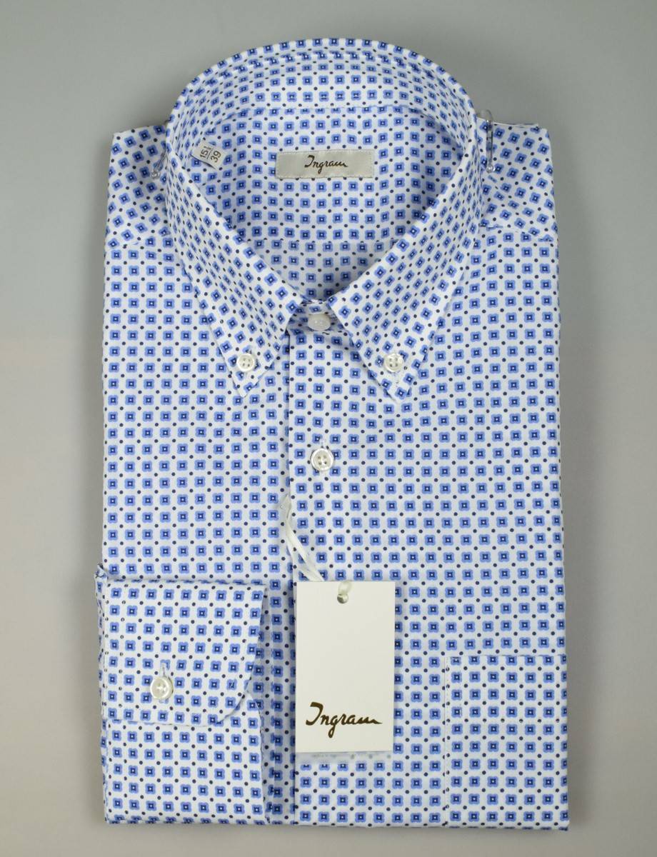 Ingram Camicia ingram button down cotone stampato regular fit Consegna Veloce