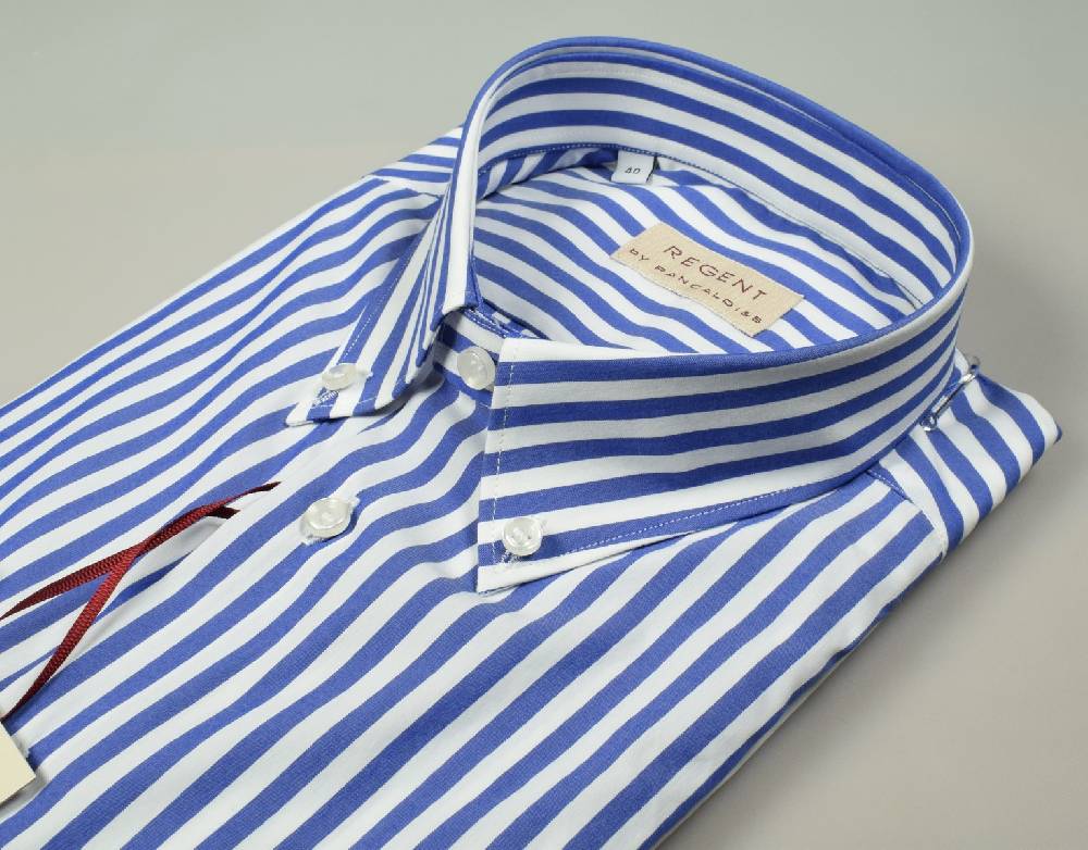 Regent by Pancaldi Camicia a righe azzurro pancaldi regular fit cotone stretch Promozione Limitata