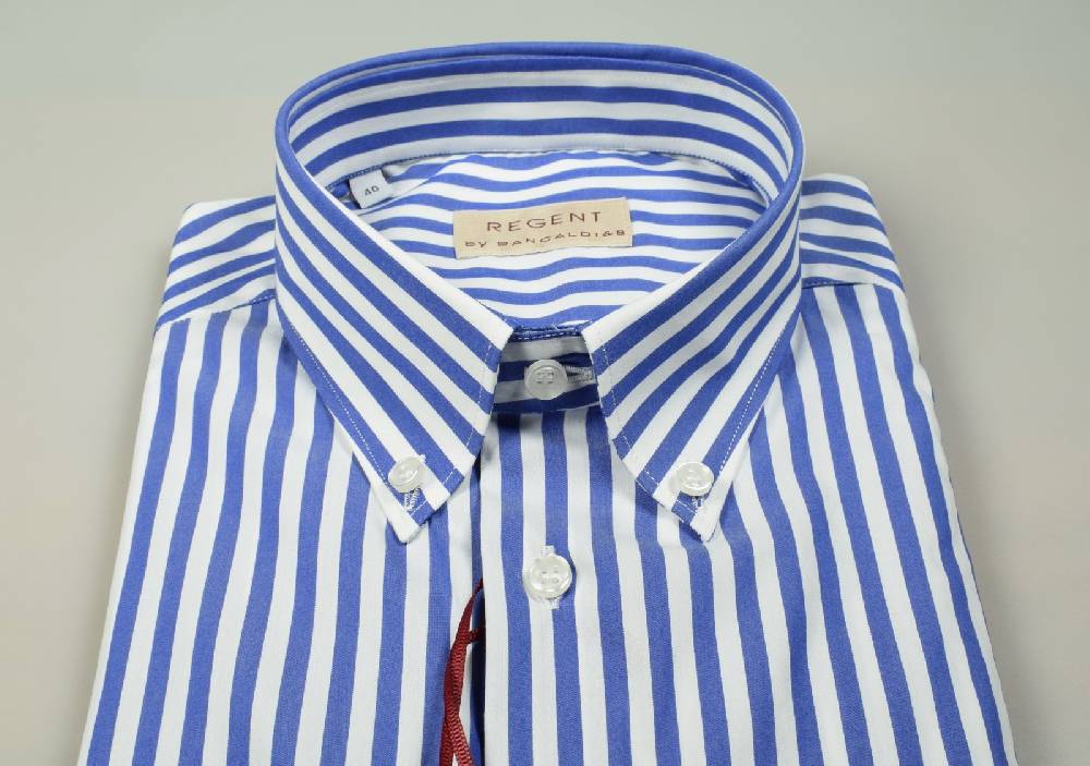 Regent by Pancaldi Camicia a righe azzurro pancaldi regular fit cotone stretch Promozione Limitata