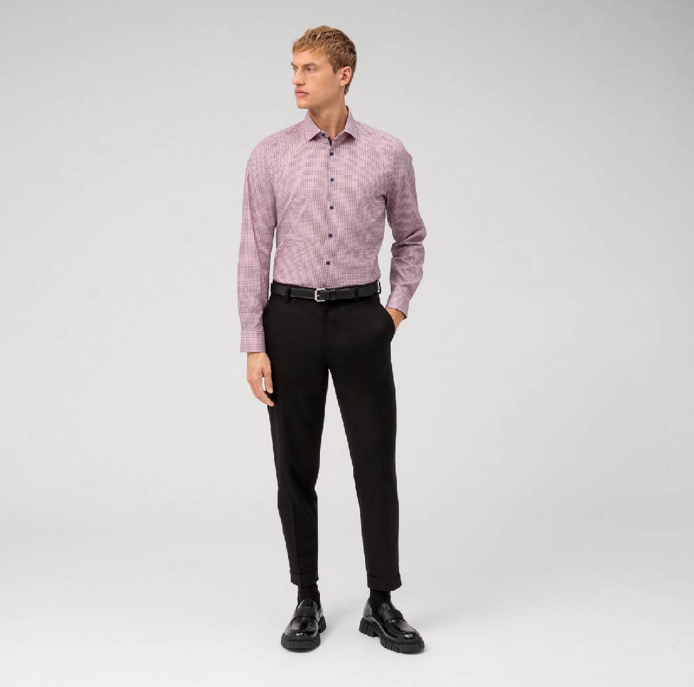 Olymp Camicia bordeaux olymp slim fit cotone stretch stampato Sottocosto