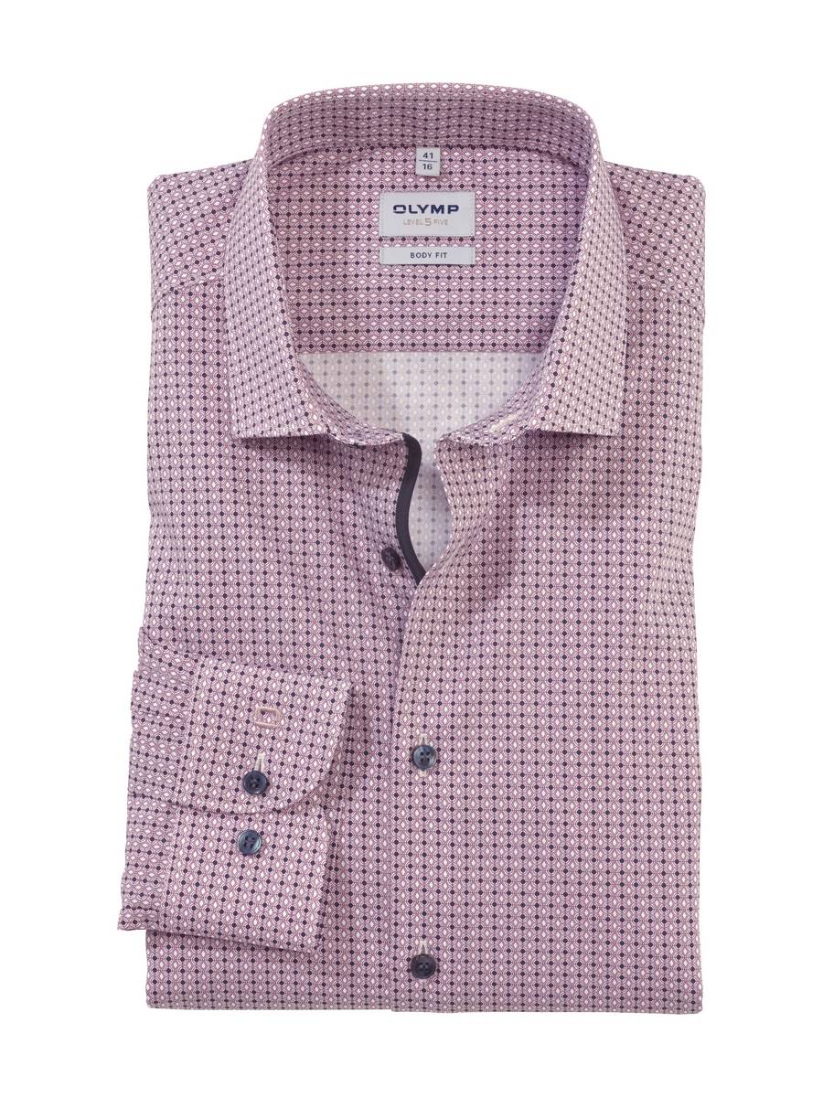 Olymp Camicia bordeaux olymp slim fit cotone stretch stampato Sottocosto