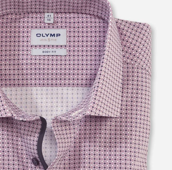 Olymp Camicia bordeaux olymp slim fit cotone stretch stampato Sottocosto