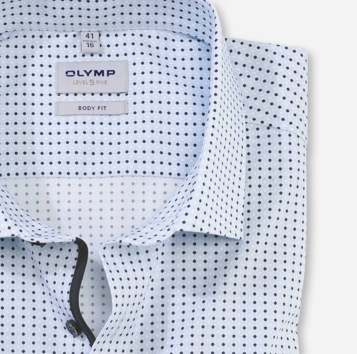 Olymp Camicia azzurra olymp slim fit cotone stretch stampato Convenienza