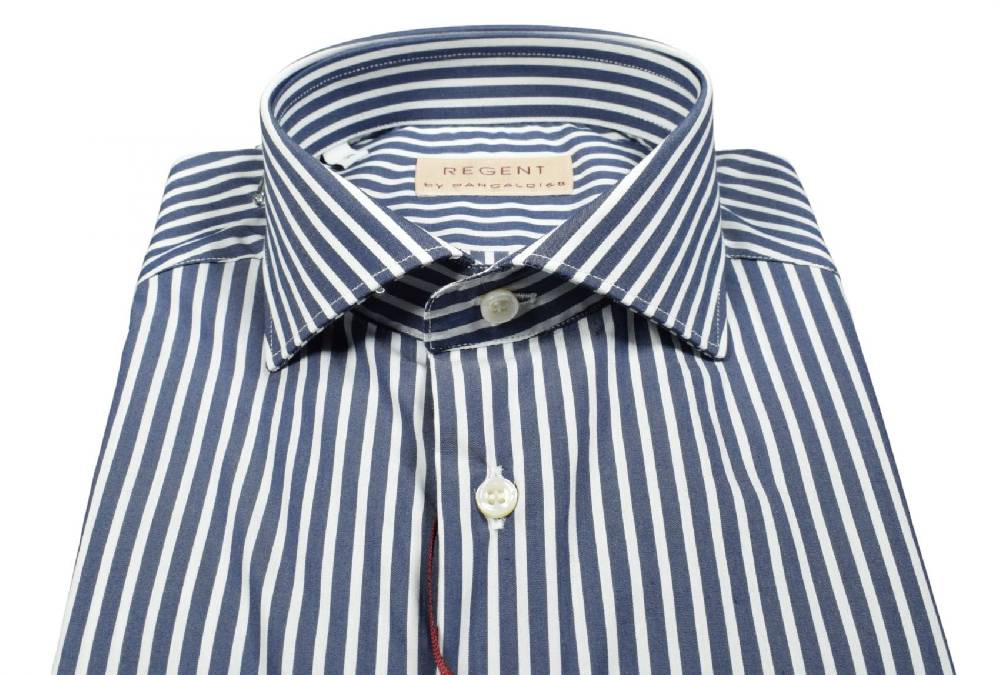 Regent by Pancaldi Camicia pancaldi slim fit blu scuro a righe cotone stretch Novità