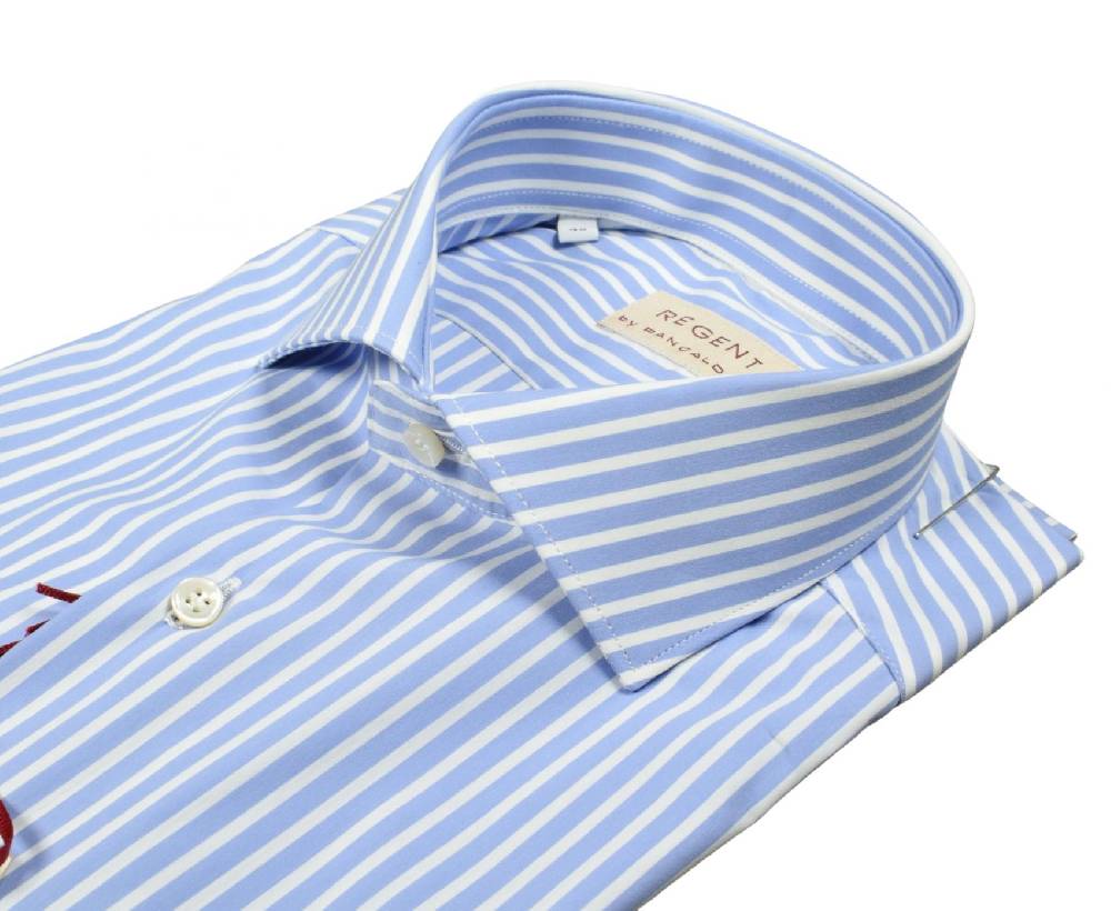 Regent by Pancaldi Camicia pancaldi slim fit celeste a righe cotone stretch Presa
