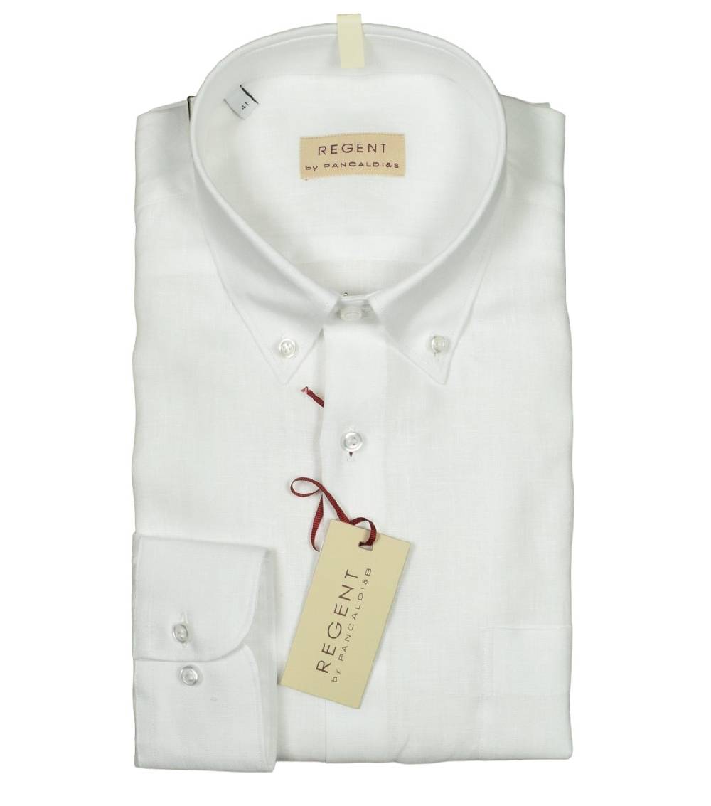 Regent by Pancaldi Camicia in puro lino bianca pancaldi regular fit Offerte