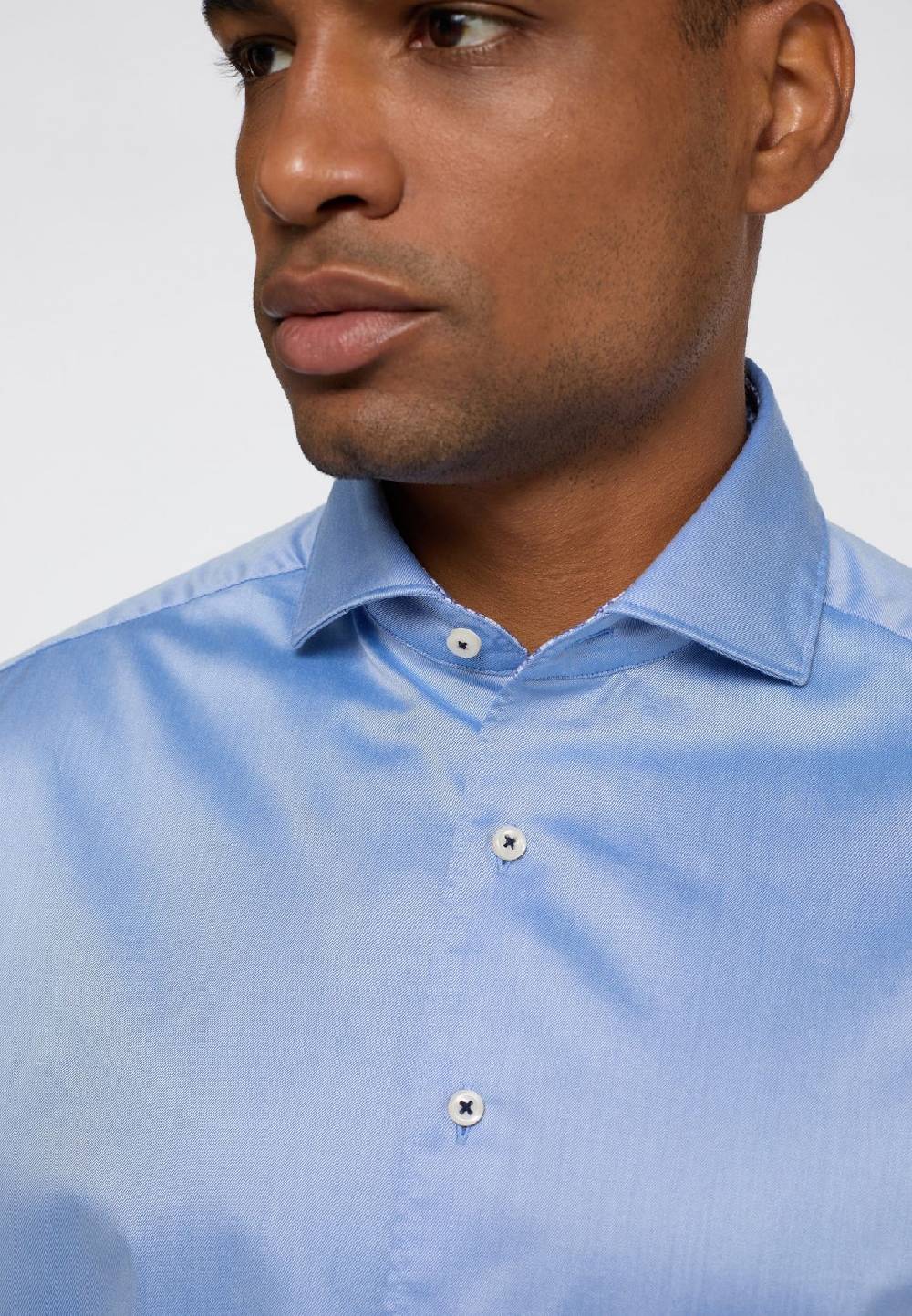 Eterna Camicia celeste eterna cotone twill ritorto modern fit interno in contrasto Hotsell
