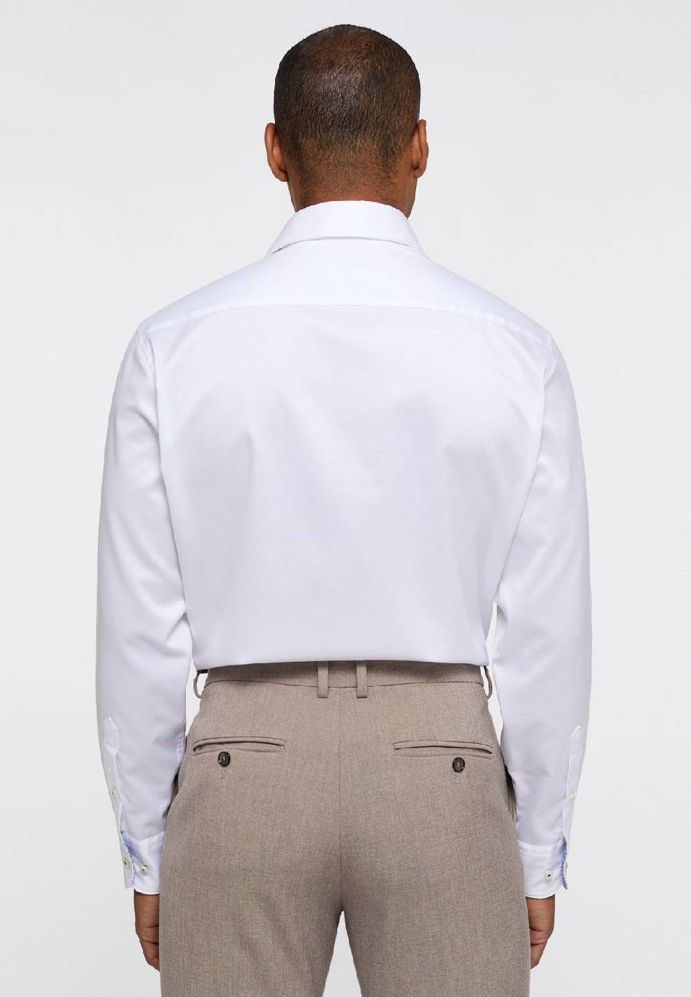 Eterna Camicia bianca eterna cotone twill ritorto modern fit interno in contrasto Vendita Calda