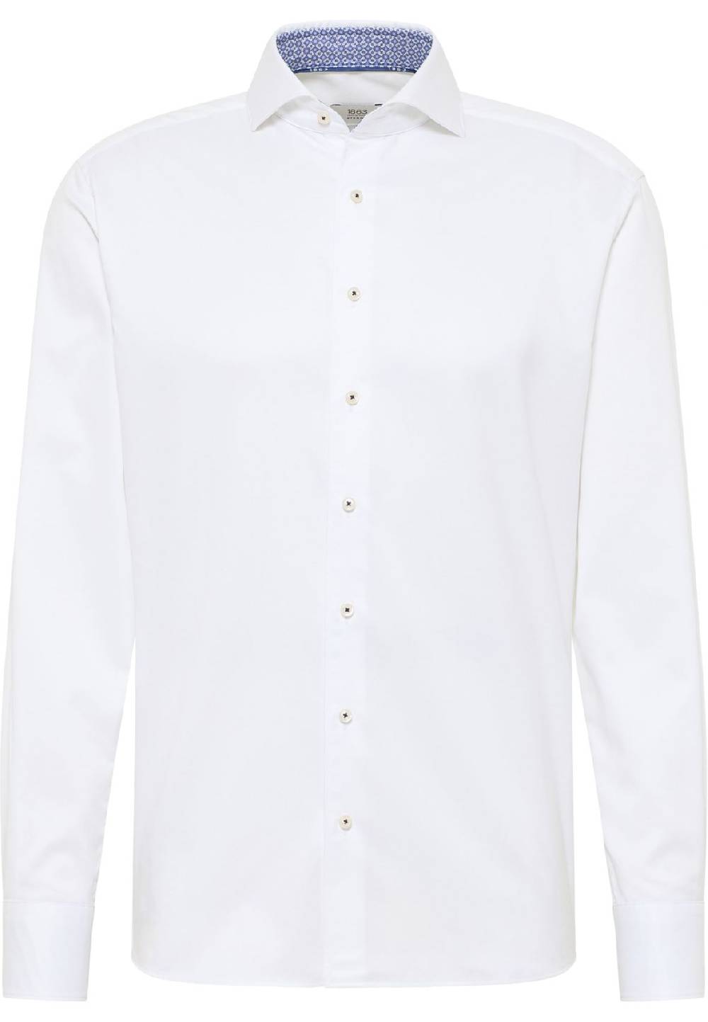 Eterna Camicia bianca eterna cotone twill ritorto modern fit interno in contrasto Vendita Calda