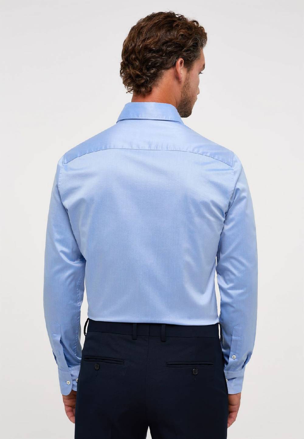 Eterna Camicia celeste eterna slim fit cotone twill interno in contrasto Negozio