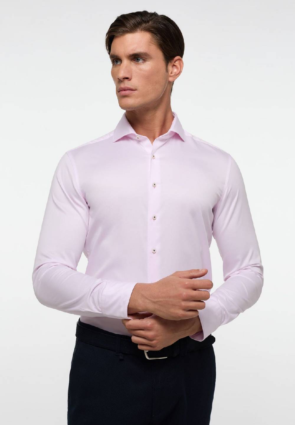 Eterna Camicia eterna slim fit rosa chiaro in cotone twill ritorto Nuova