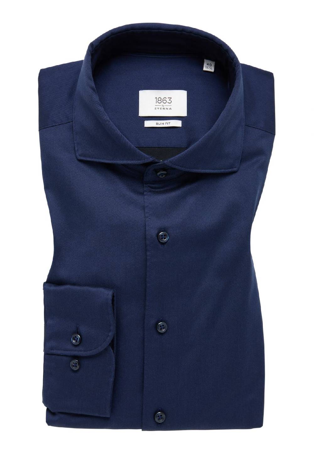 Eterna Camicia eterna slim fit blu scuro in cotone twill ritorto Moda