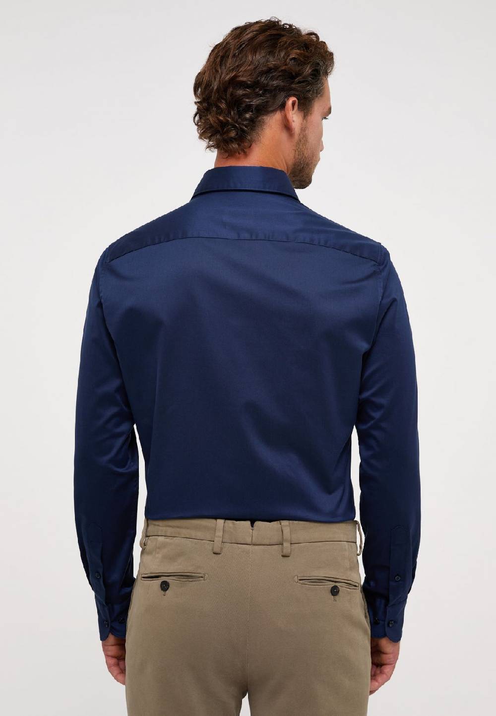 Eterna Camicia eterna slim fit blu scuro in cotone twill ritorto Moda