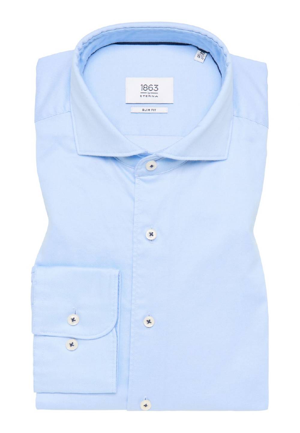 Eterna Camicia eterna slim fit celeste in cotone twill ritorto Spedizione gratuita