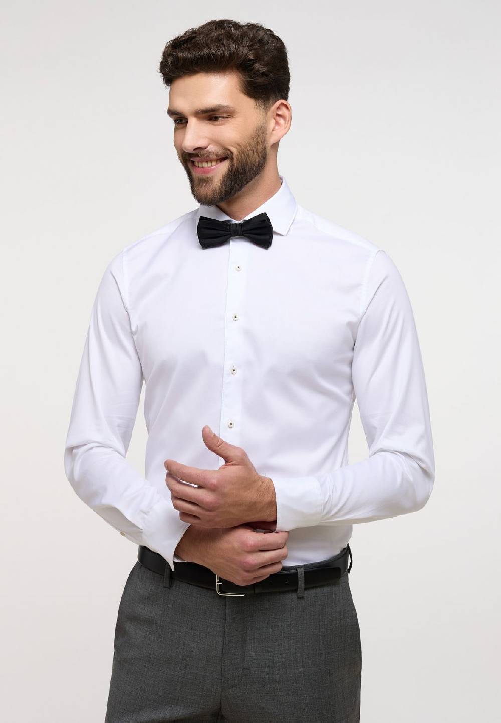 Eterna Camicia eterna slim fit bianca in cotone twill ritorto Sconto di tempo limitato