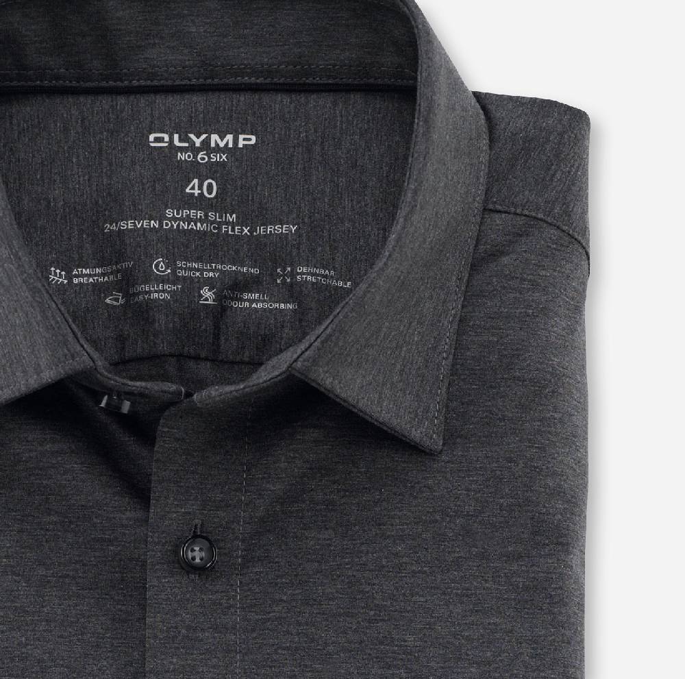 Olymp Camicia olymp grigio antracite in jersey super slim fit Negozio online di fabbrica