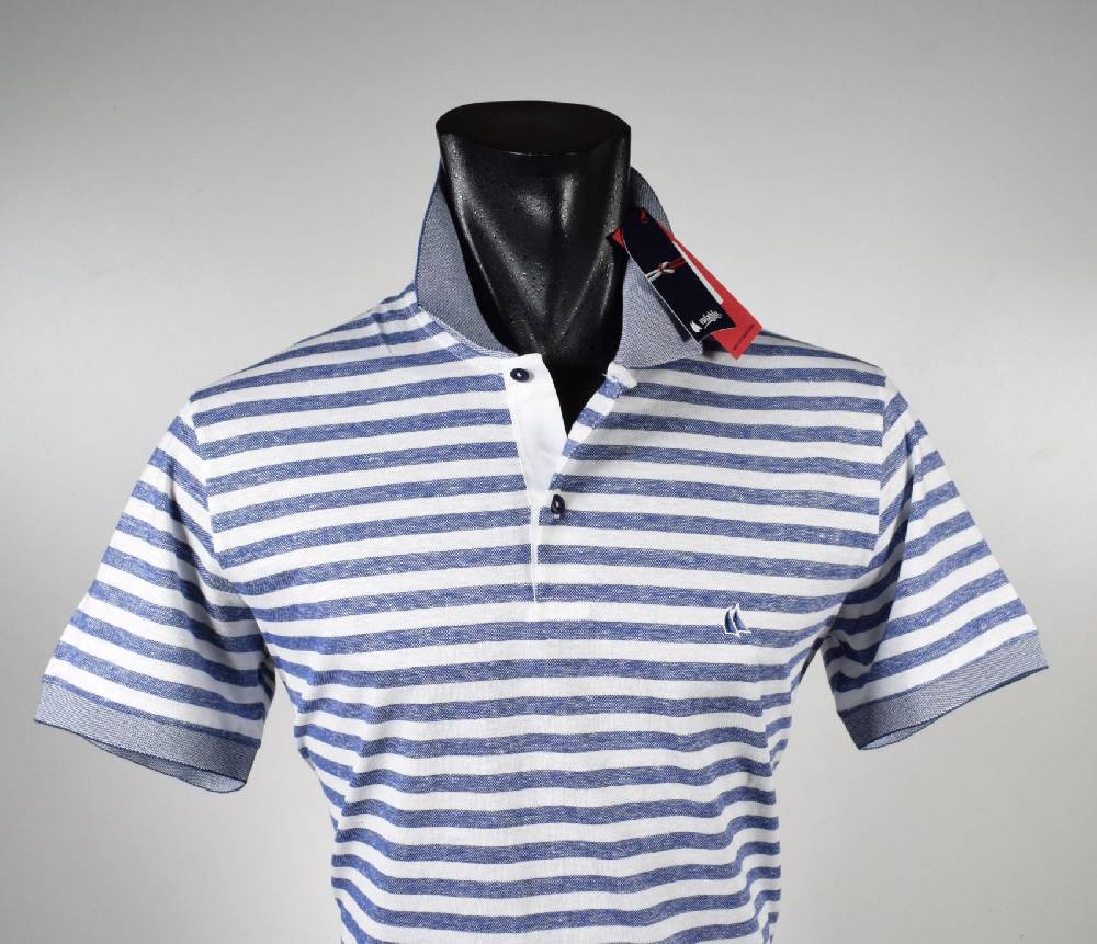 Vela Blu Polo in cotone e lino velablu a righe azzurro Offerta San Valentino