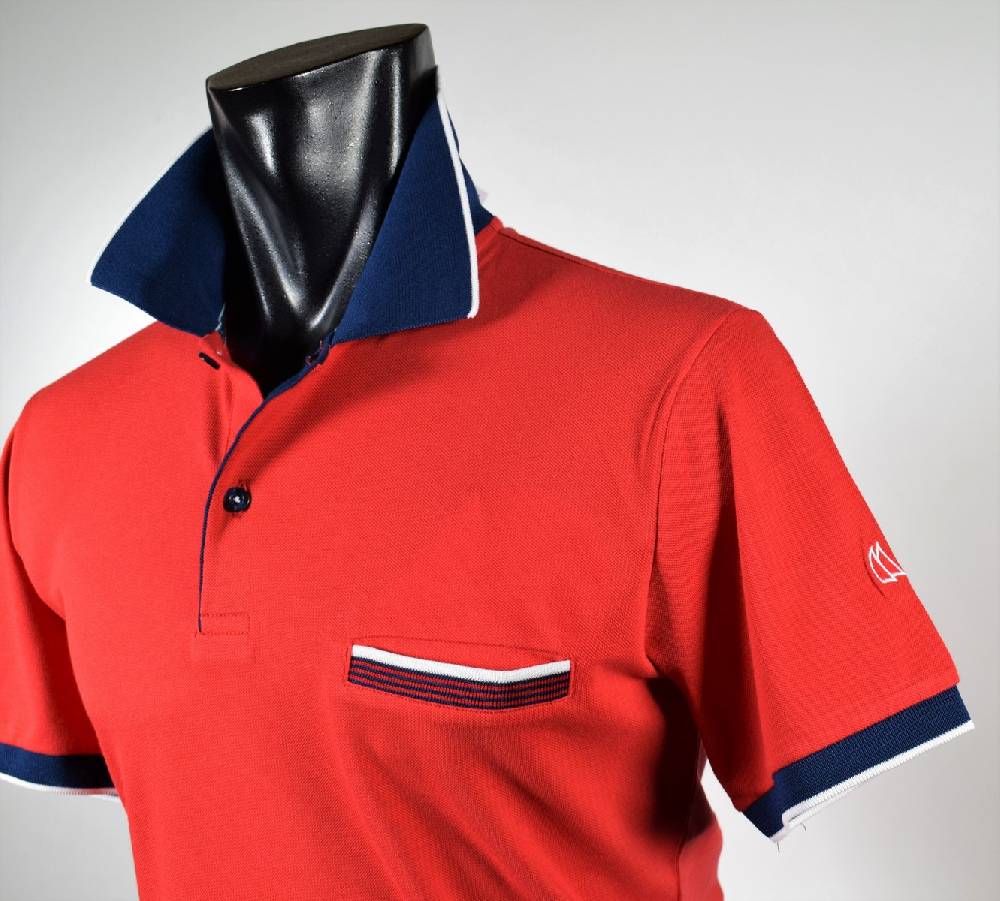 Vela Blu Polo vela blu in filo di scozia rossa modern fit Offerta Anniversario