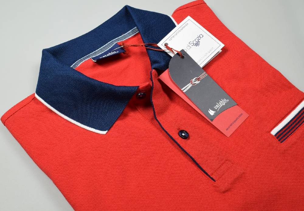 Vela Blu Polo vela blu in filo di scozia rossa modern fit Offerta Anniversario