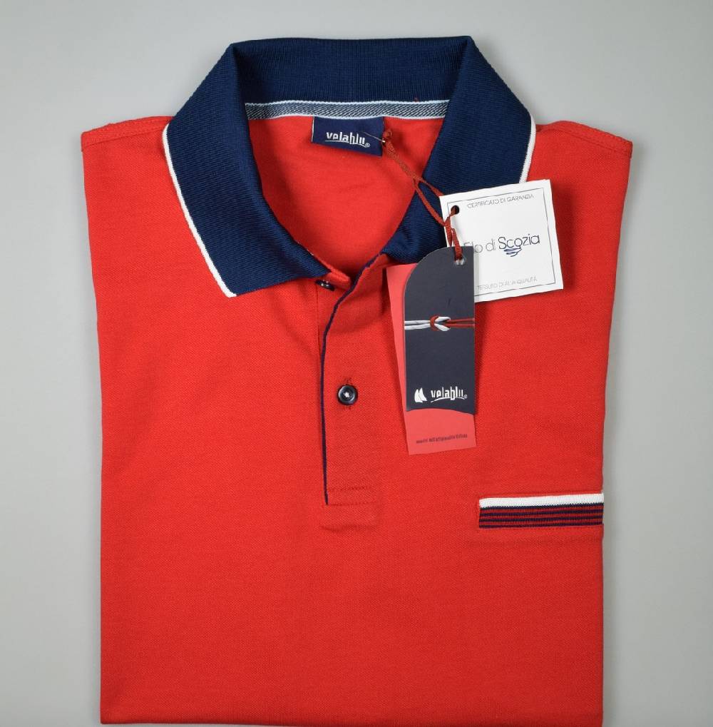 Vela Blu Polo vela blu in filo di scozia rossa modern fit Offerta Anniversario