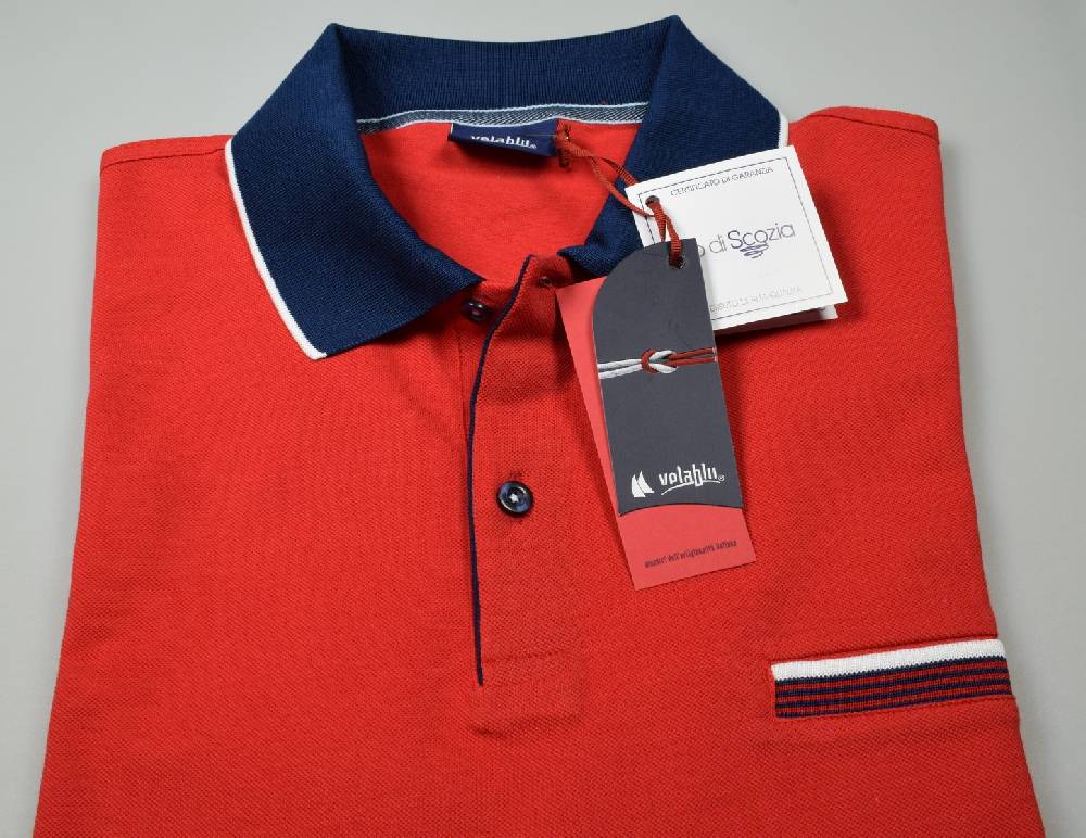 Vela Blu Polo vela blu in filo di scozia rossa modern fit Offerta Anniversario