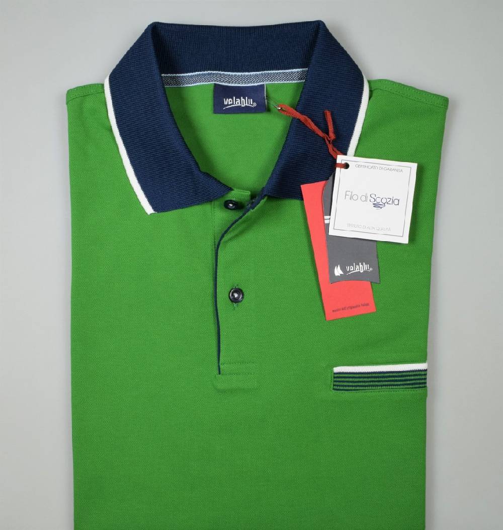 Vela Blu Polo vela blu in filo di scozia verde modern fit Smaltimento dello stoccaggio