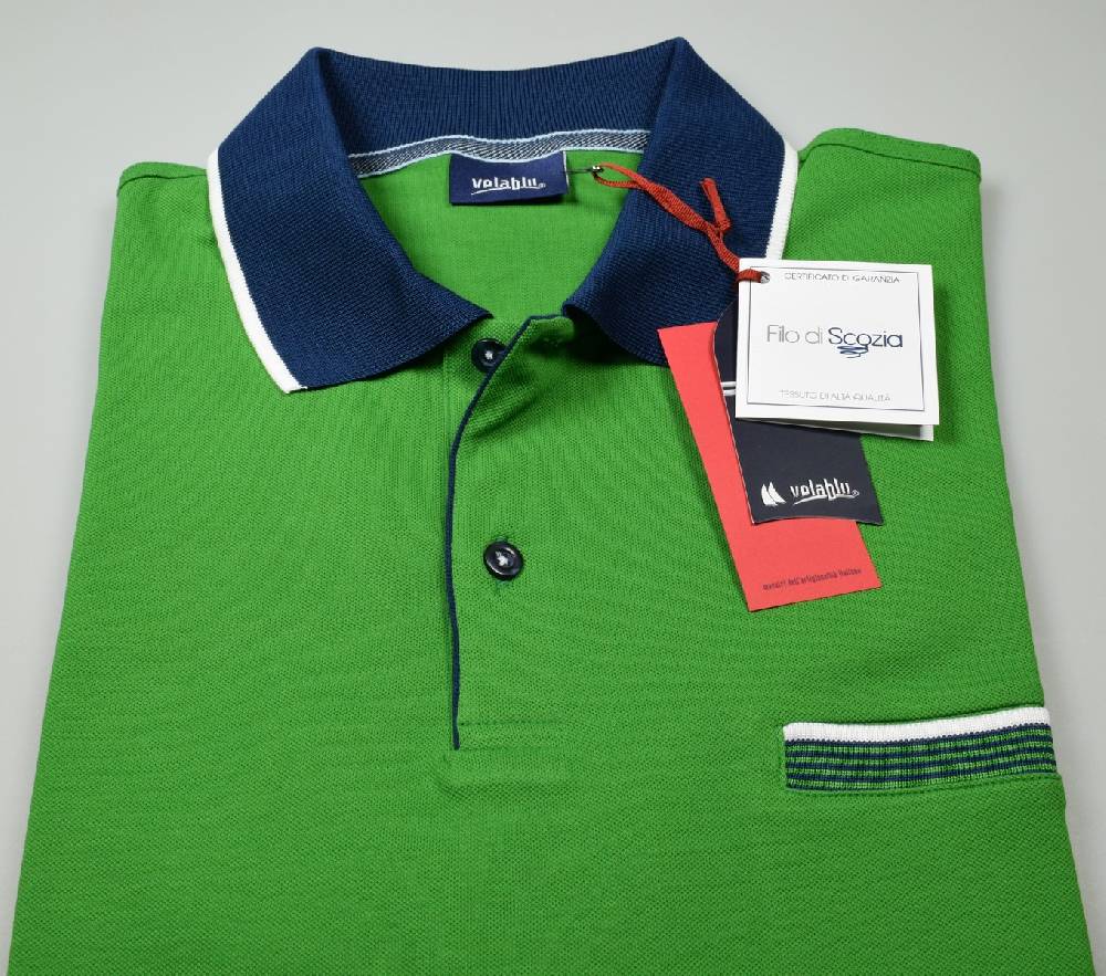 Vela Blu Polo vela blu in filo di scozia verde modern fit Smaltimento dello stoccaggio