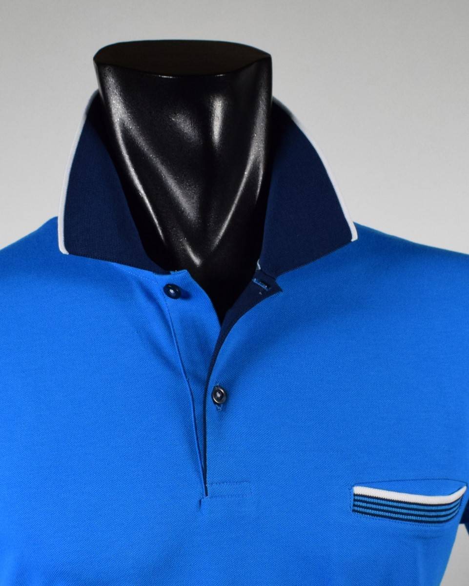 Vela Blu Polo vela blu in filo di scozia turchese modern fit Vendita calda