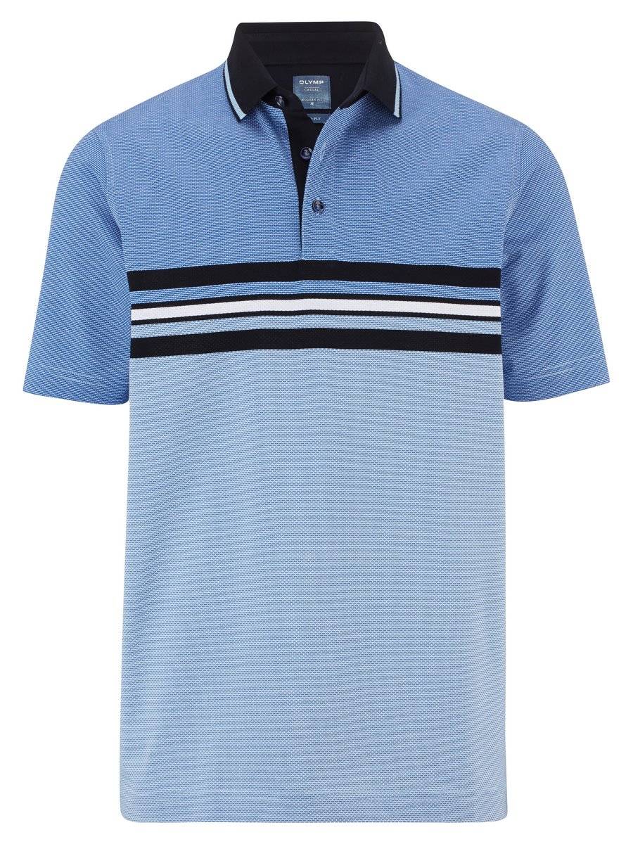 Olymp Polo olymp azzurra a righe in cotone mercerizzato Latest fashion