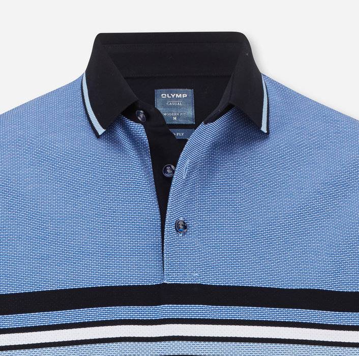 Olymp Polo olymp azzurra a righe in cotone mercerizzato Latest fashion