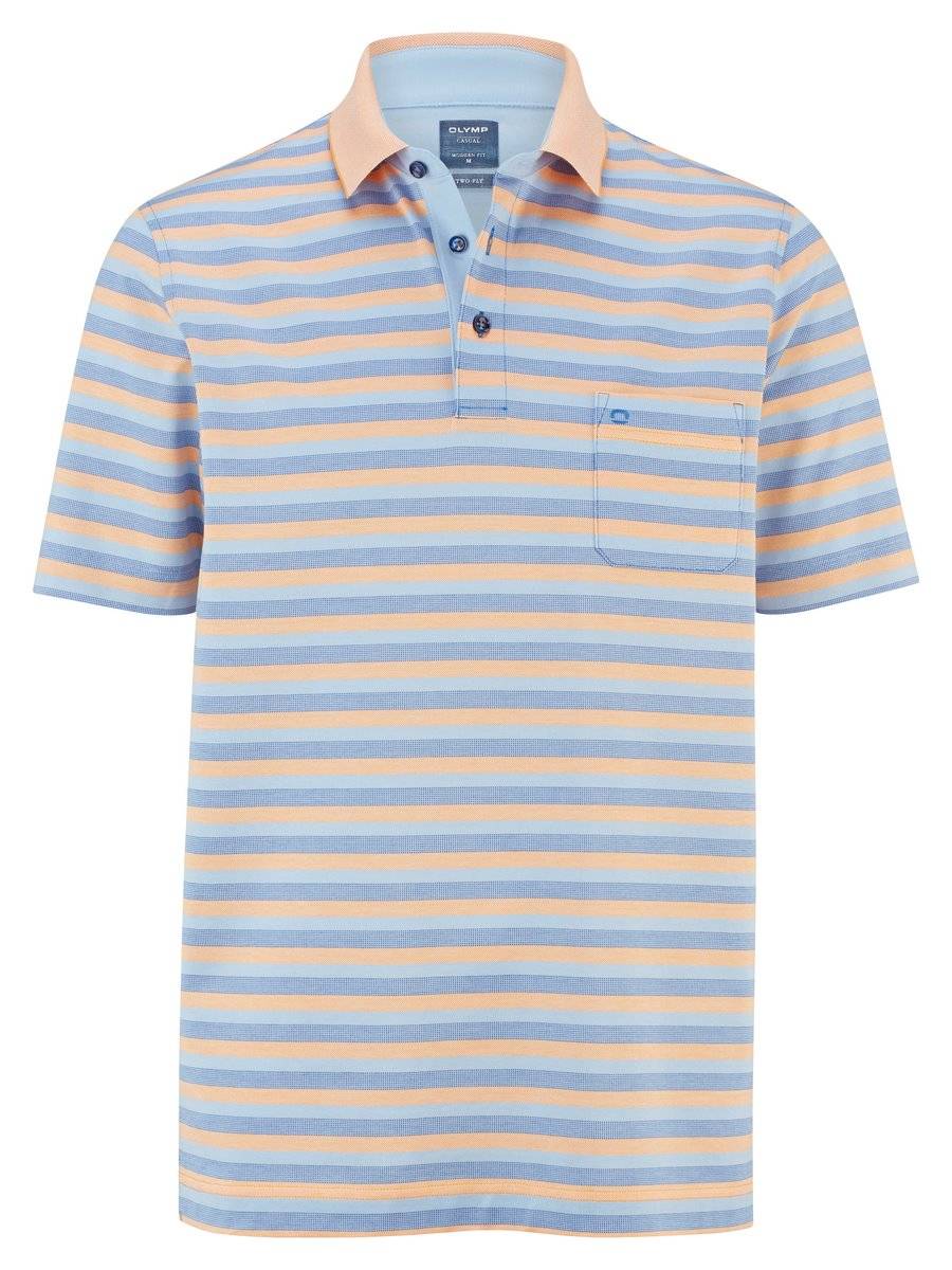 Olymp Polo a righe con taschino in cotone mercerizzato olymp Online Outlet