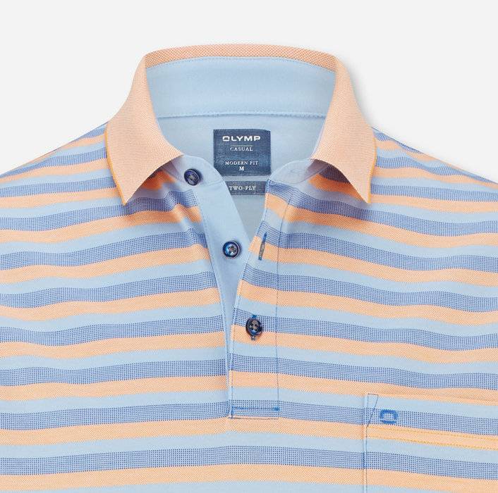 Olymp Polo a righe con taschino in cotone mercerizzato olymp Online Outlet