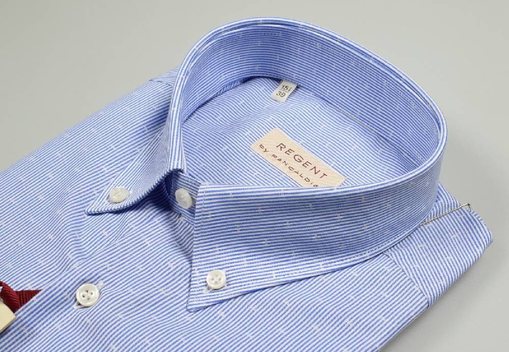Regent by Pancaldi Camicia mezza manica pancaldi regular fit a righe azzurro Grandi sconti