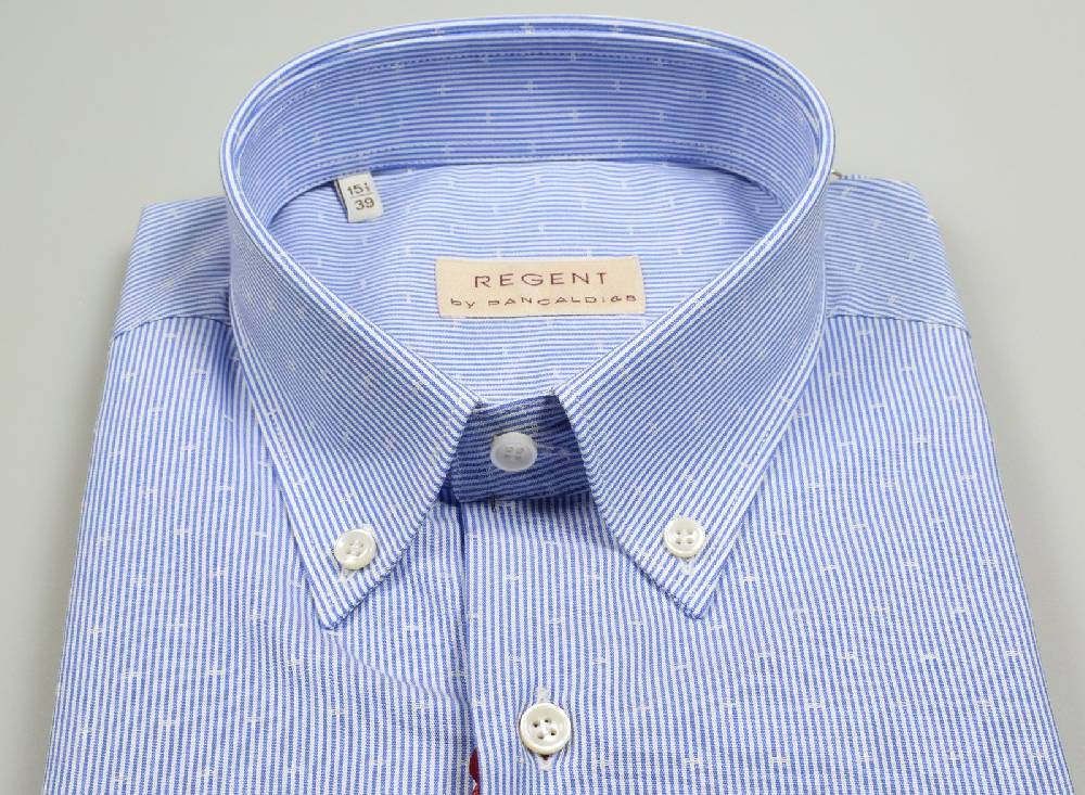 Regent by Pancaldi Camicia mezza manica pancaldi regular fit a righe azzurro Grandi sconti