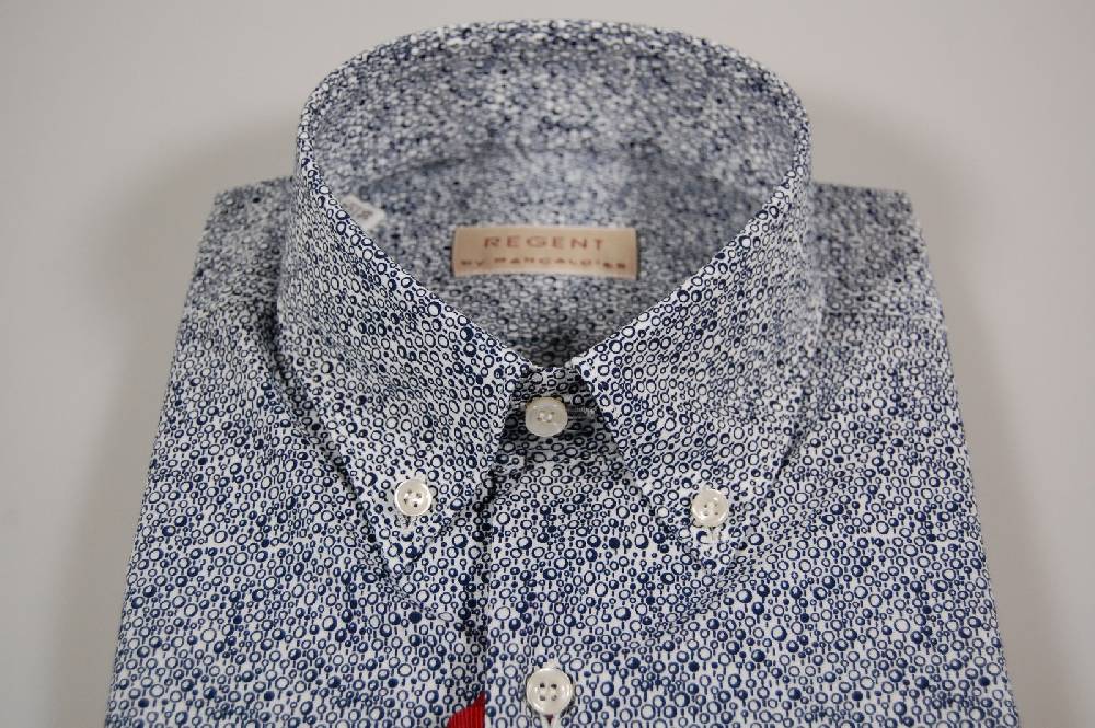 Regent by Pancaldi Camicia maniche corte pancaldi a fantasia bianco e blu Comprane uno, ottenene uno gratis
