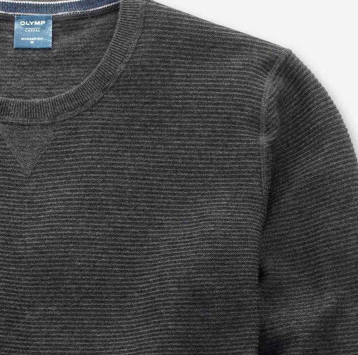 Olymp Maglione girocollo olymp grigio antracite in cotone bio modern fit Enormi sconti