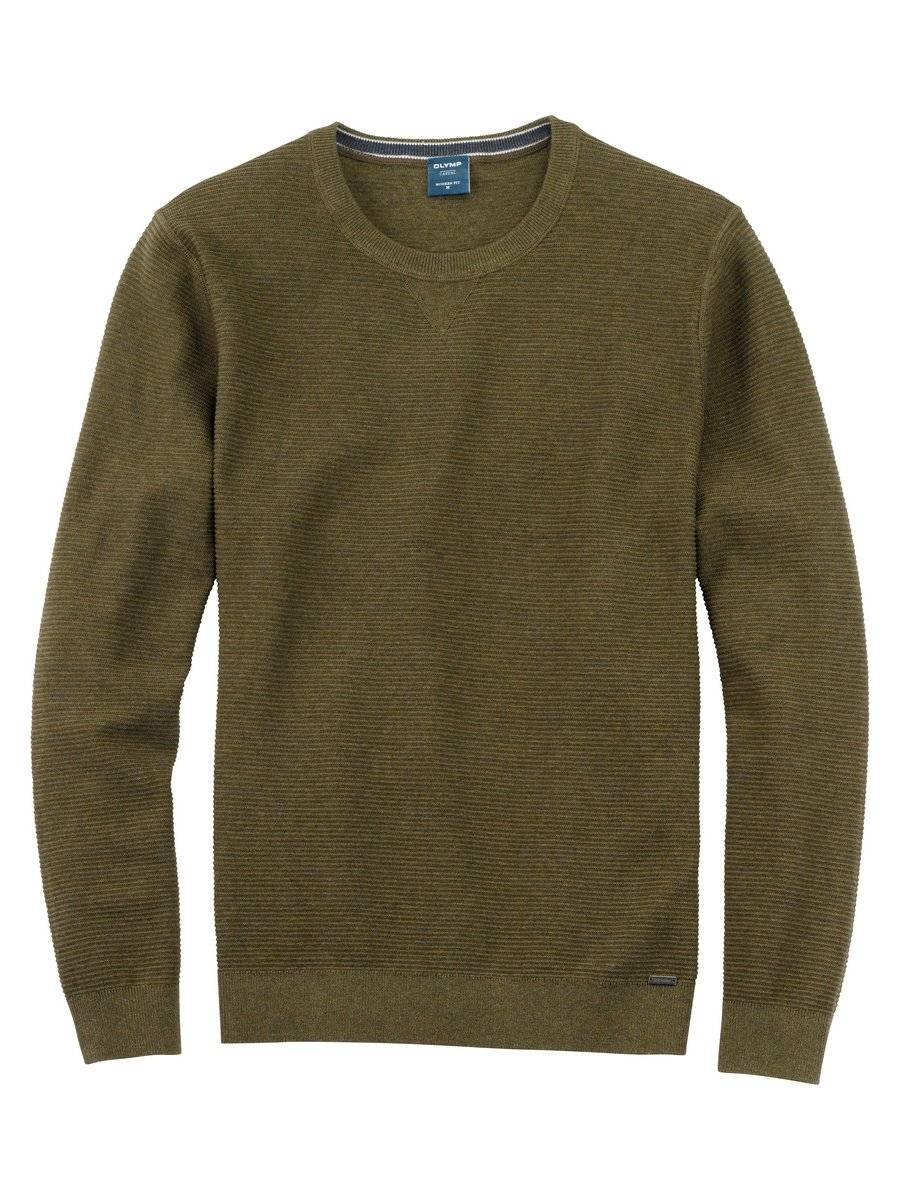 Olymp Maglione girocollo olymp verde oliva in cotone bio modern fit 50% di sconto con spedizione gratuita