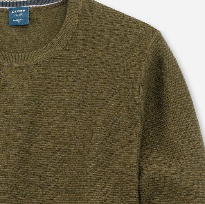 Olymp Maglione girocollo olymp verde oliva in cotone bio modern fit 50% di sconto con spedizione gratuita