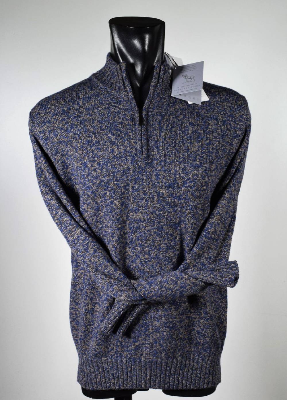 Cavalieri Milano Lupetto marrone con zip lana cashmere e seta classic fit Sconti questo mese