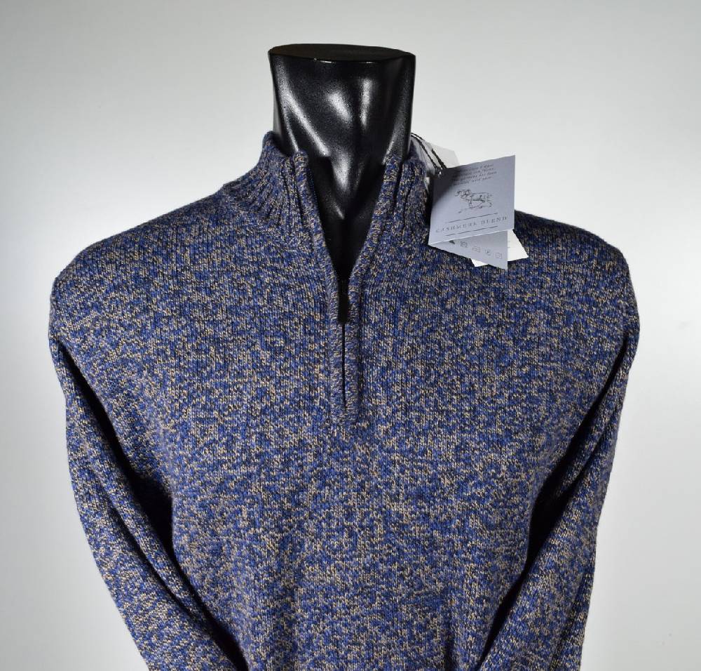 Cavalieri Milano Lupetto marrone con zip lana cashmere e seta classic fit Sconti questo mese