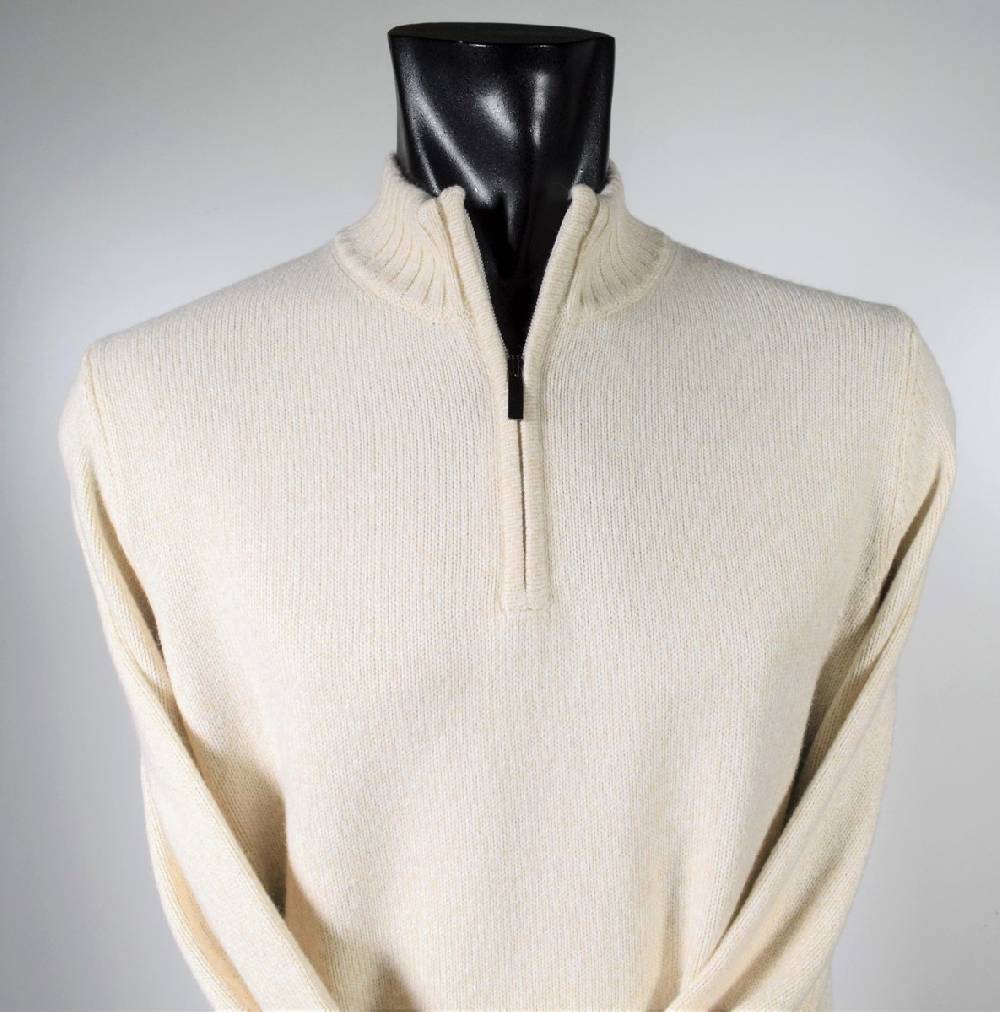 Cavalieri Milano Lupetto beige con zip lana cashmere e seta classic fit 2025