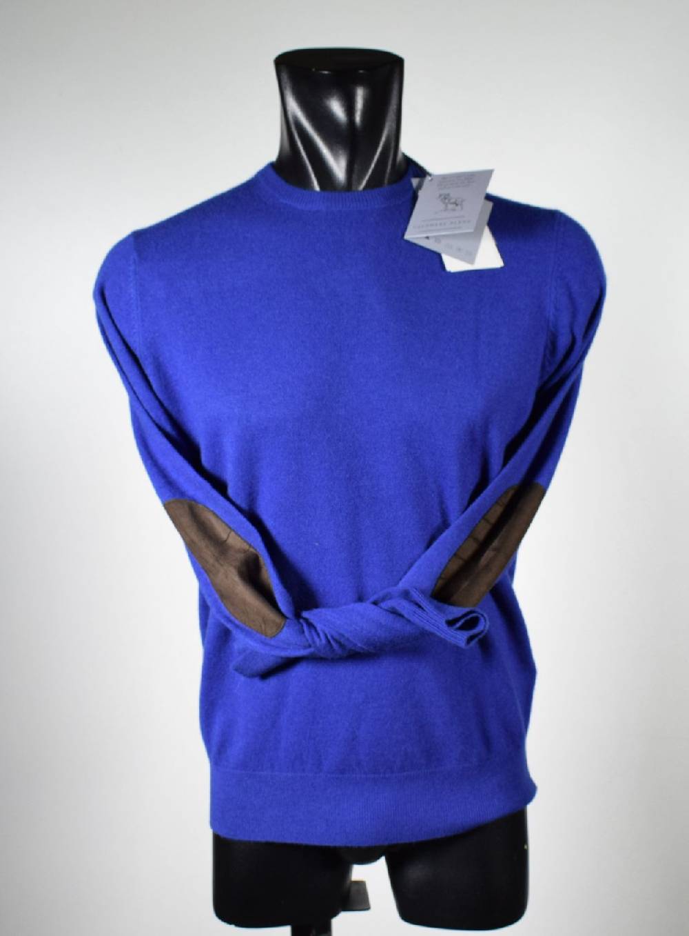 Cavalieri Milano Girocollo azzurro con toppe in ecopelle Italy