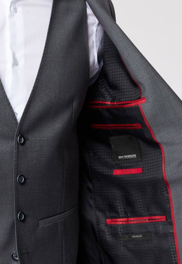 Roy Robson Abito in lana bi-stretch grigio medio roy robson con gilet Offerta