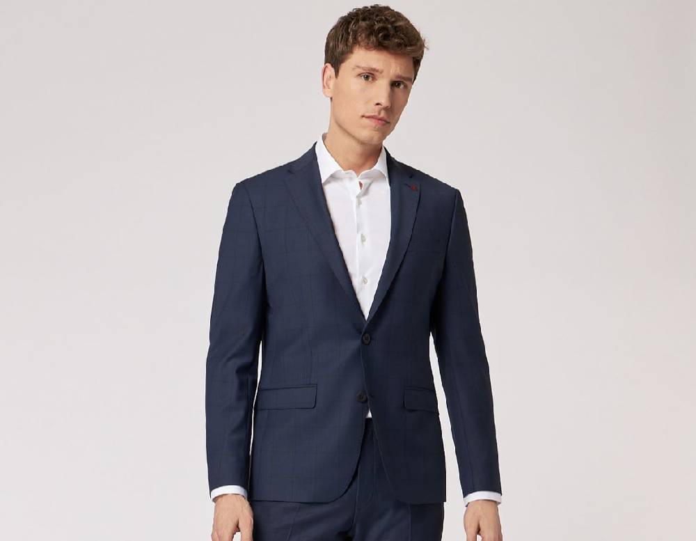 Roy Robson Abito slim fit roy robson blu a quadri lana stretch Online