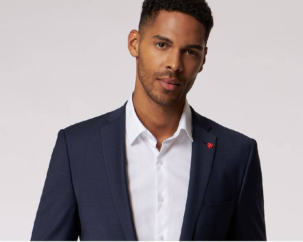 Roy Robson Abito blu a quadri roy robson extra slim fit in lana bi-stretch Offerte