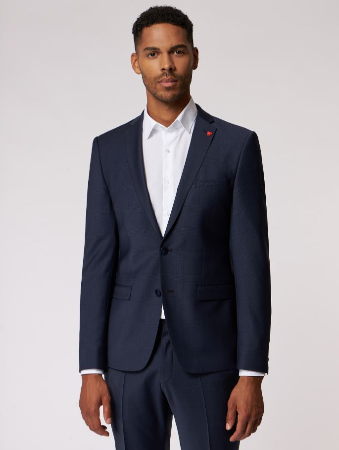 Roy Robson Abito blu a quadri roy robson extra slim fit in lana bi-stretch Offerte