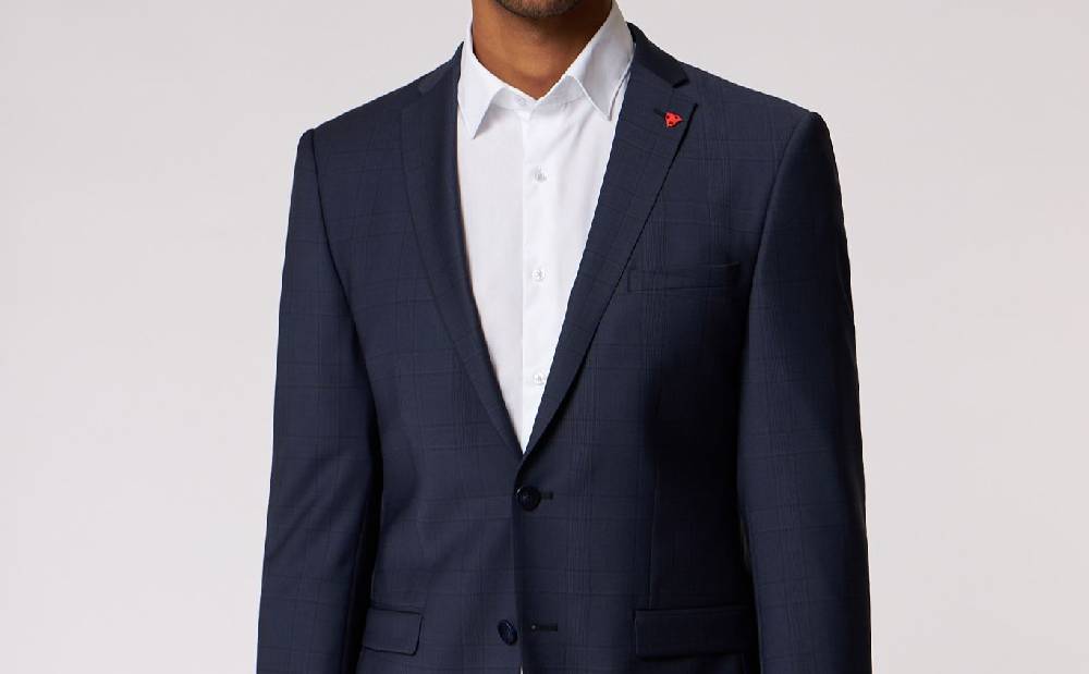 Roy Robson Abito blu a quadri roy robson extra slim fit in lana bi-stretch Offerte
