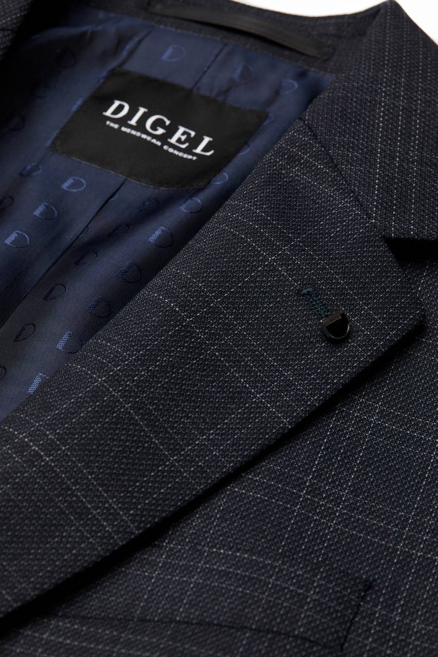 Digel Abito blu a quadri digel drop quattro corto lana stretch comfort Nuova